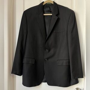 Lauren Ralph Lauren Black Stripe Wool 2 Button jacket Sport Coat Blazer size 44R